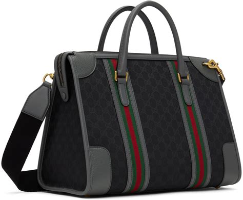 Gucci: Black & Gray Bauletto Duffle Bag 